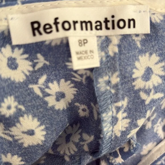 Reformation Zoe Blue Floral Slit Midi Skirt 8P - Picture 2 of 6